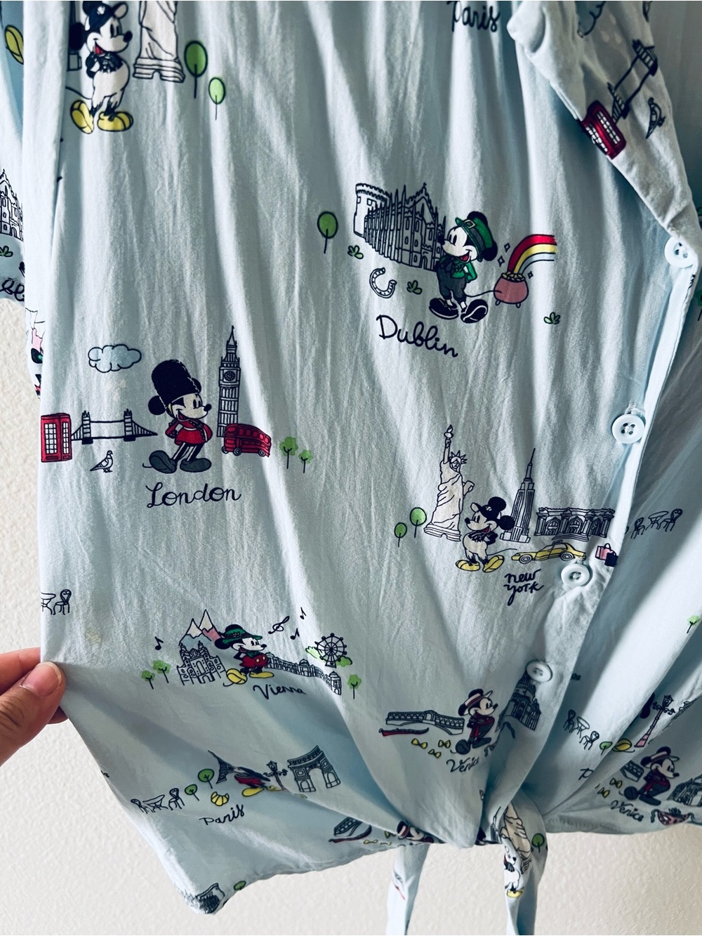 Disney Her Universe Light Blue Mickey Tie-Front Shirt - Picture 2 of 5